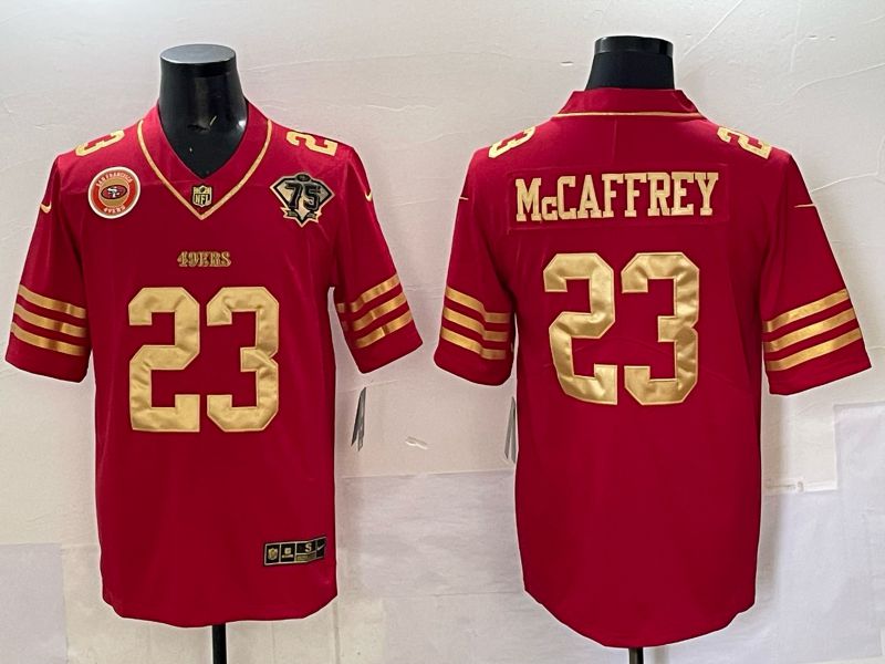 Men San Francisco 49ers 23 Mccafrey Red 75th Nike Limited NFL 2025 Jersey style 09